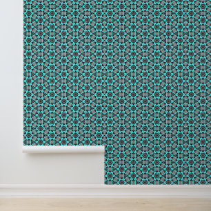 Papier Peint Fleurs turquoises et noires Couleurs personnalisée