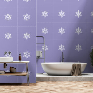 Papier Peint Flocons de neige nordiques élégants sur fond viole