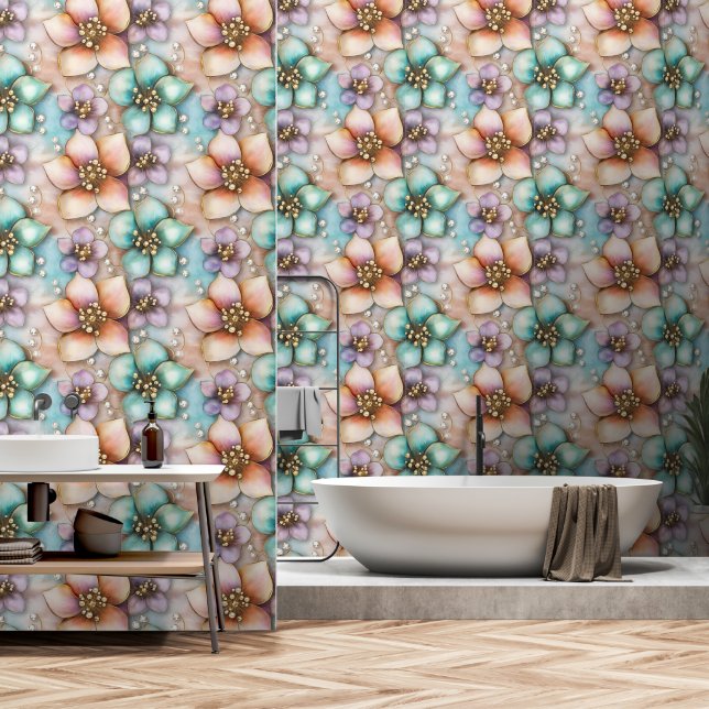 Papier Peint Floral (Salle de bain)