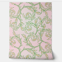 Papier peint floral à vigne rose