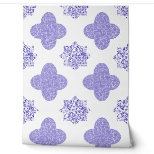 Papier peint floral arabesque bleu