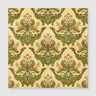 Papier peint floral classique : damassé stylisé.