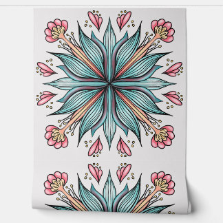 Papier Peint Floral Hors Blanc Moderne Fleur Abstrait Art