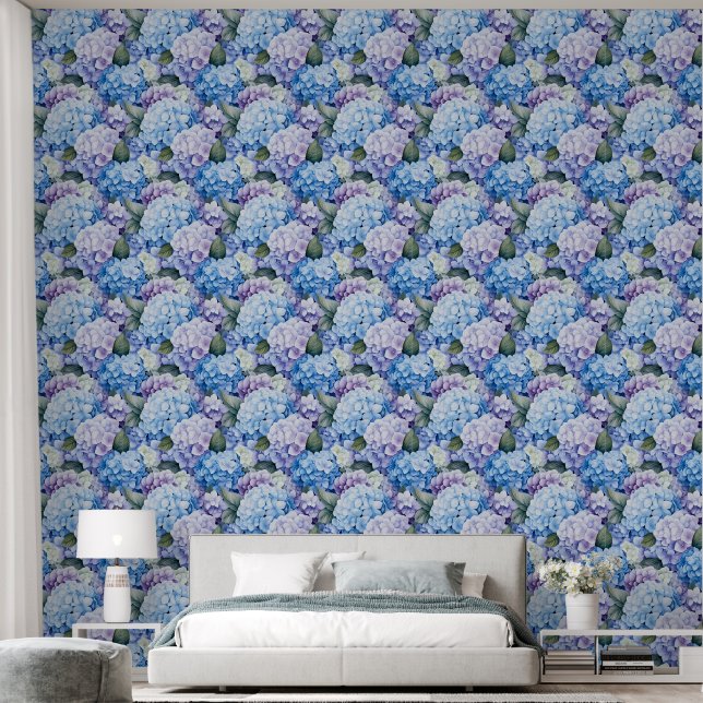 Papier peint Floral Hydrangeas (Chambre à coucher)