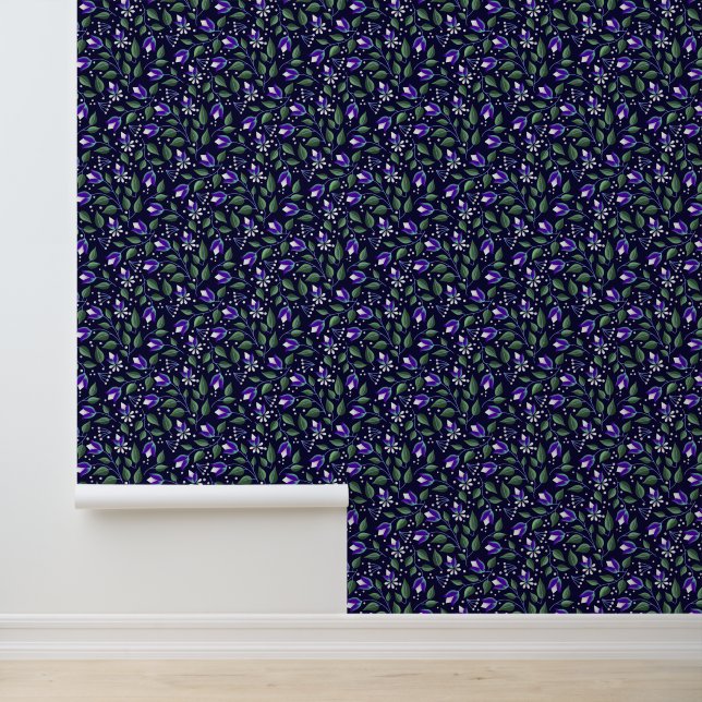 Papier Peint Floral marine et violet (Application)