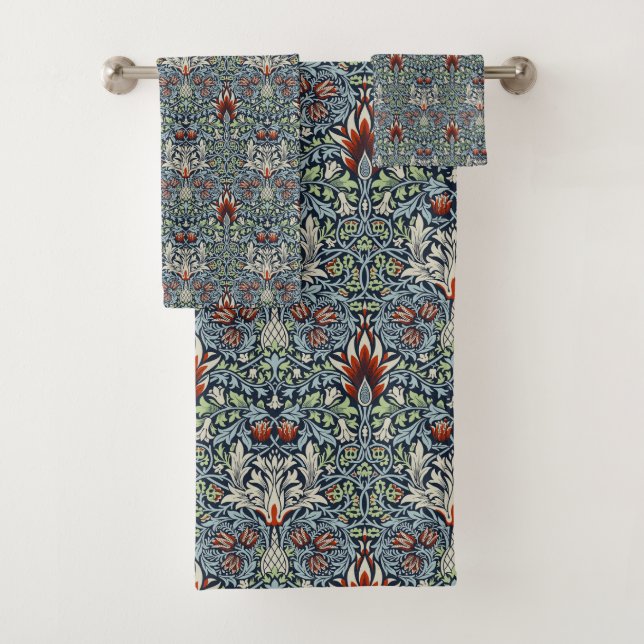 Papier peint floral Morris Navy Blue Snakeshead (En situation)
