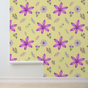 Papier Peint Floral pourpre Accents Motif sans couture