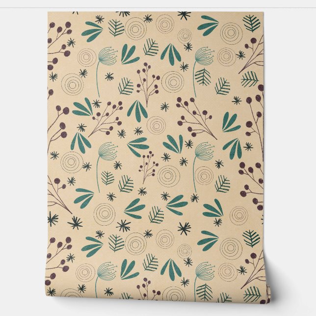 PAPIER PEINT FLORAL TERRRE CUITE (Déroulement)