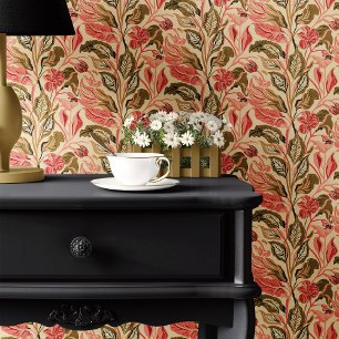 Papier Peint Floral vintage avec Vibe Tropicale sur Beige
