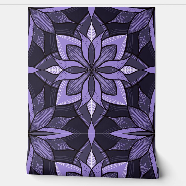 Papier Peint Floral violet élégant gothique (Déroulement)