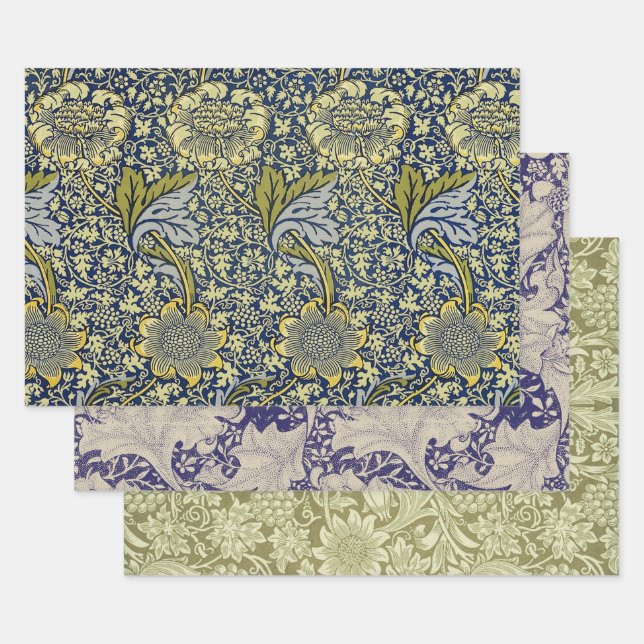 Papier Peint Floral William Morris Kennet Bleu Or (Lot)