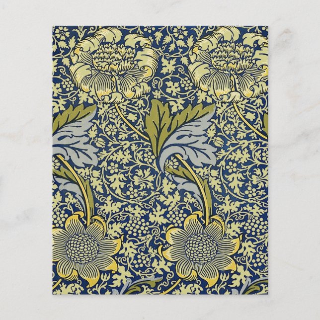 Papier Peint Floral William Morris Kennet Bleu Or (Devant)