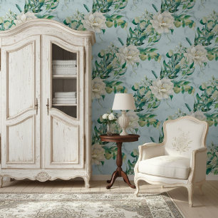 Papier Peint Florales Luxuriantes Et Élégante Motif En Marbre B