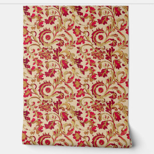 Papier Peint Flore classique rouge et or