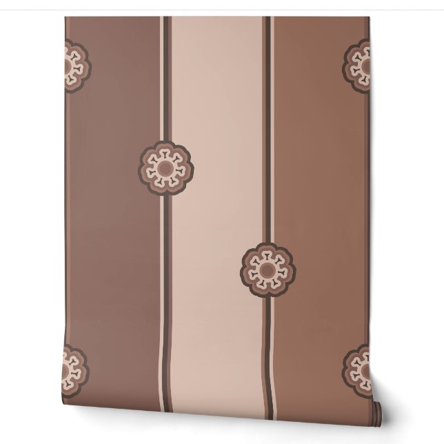 Papier Peint Flore descendante Mocha Deco Stripe (Déroulement)