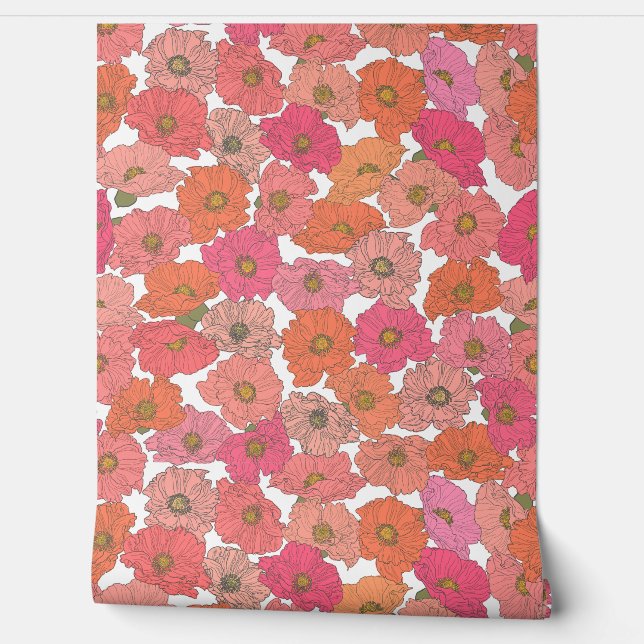 Papier Peint Flore Tiré À La Main (Déroulement)