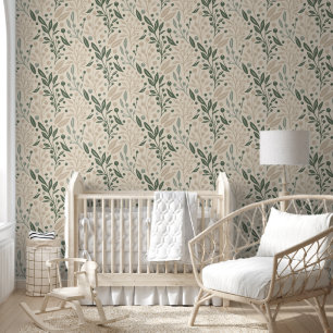 Papier Peint Flore vert Sage