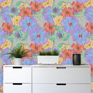 Papier Peint Flores de Boho jaune violet vif