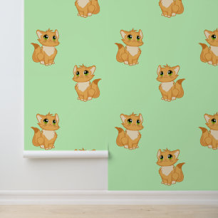 Papier Peint Fluffy Orange Cats Design