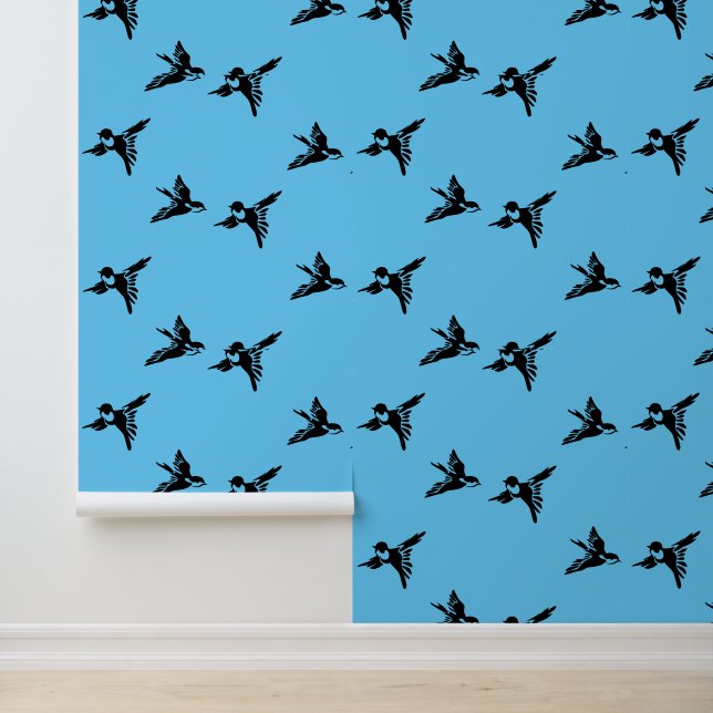 Papier Peint Flying Birds Silhouettes Design (Application)
