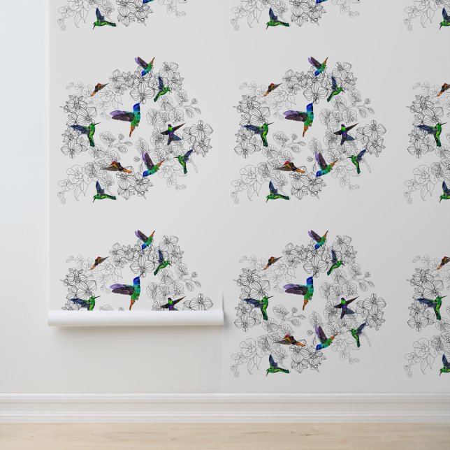 Papier Peint Flying Spring Birds (Application)