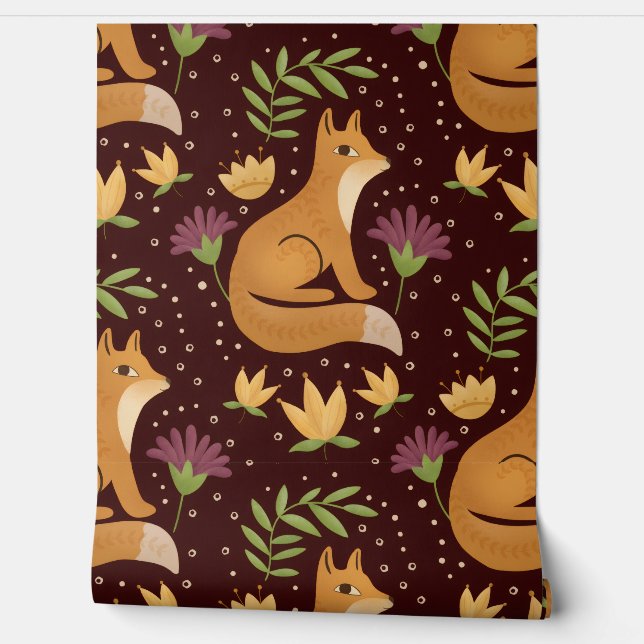 Papier Peint Folk Foxes (Déroulement)