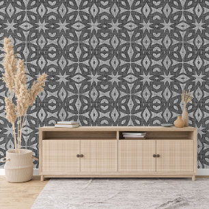 Papier Peint Foncé Moyen Gris clair Noir Abstrait Art Floral