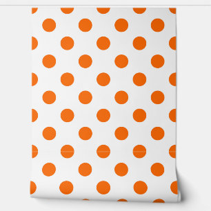 Papier Peint Fond blanc pois orange