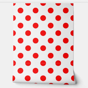 Papier Peint Fond blanc pois rouges