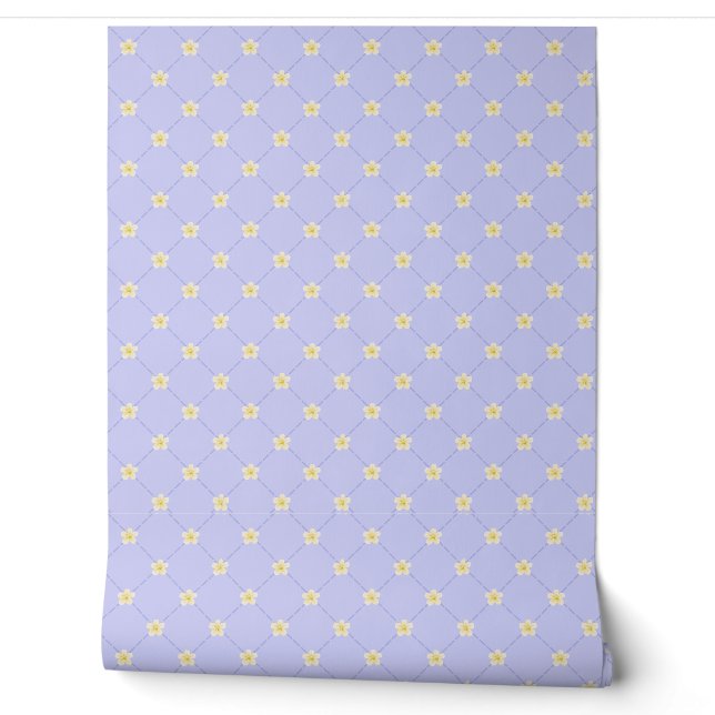 Papier Peint Fond d'écran Champ Bleu de Fleurs (Déroulement)