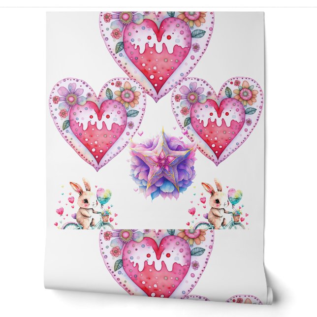 Papier Peint Fond d'écran de la Saint-Valentin romantique - Thè (Déroulement)