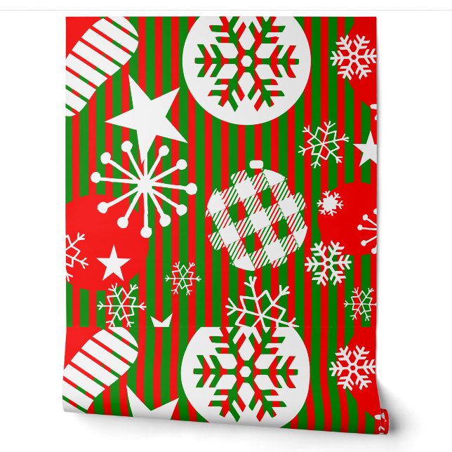 Papier Peint Fond d'écran de Noël – Joie au Monde Rouge & Vert (Déroulement)