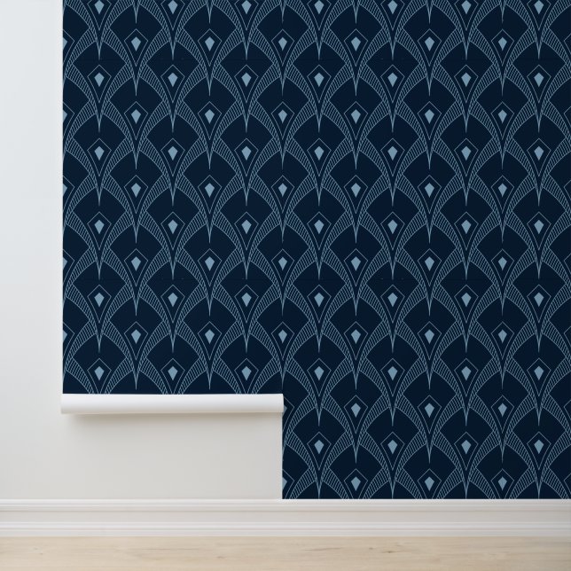 Papier Peint Fond d'écran - Design Art Déco Blue Fan Design (Application)