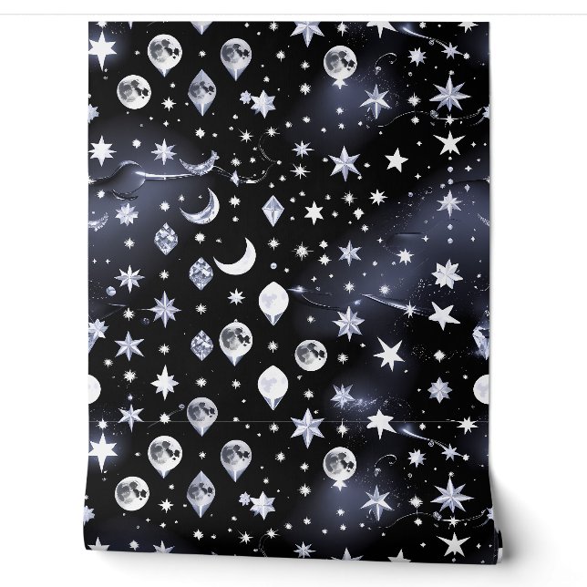 Papier Peint Fond d'écran - Design Lune Céleste Onyx (Déroulement)