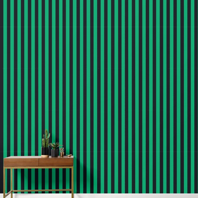 Papier Peint Fond d'écran Emerald & Black Stripe - Personnalisa (Couloir)