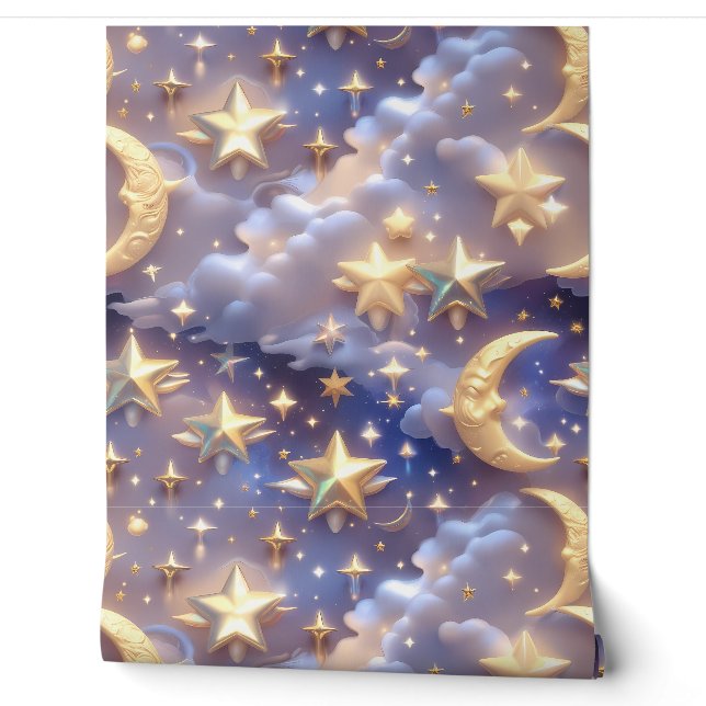 Papier Peint Fond d'écran - Lune céleste blanche de luxe (Déroulement)