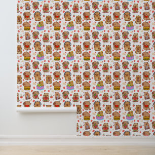 Papier Peint Fond d'écran mignon capybara kawaii pour la chambr