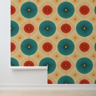 Papier Peint Fond d'écran moderne Turquoise et rouge du milieu