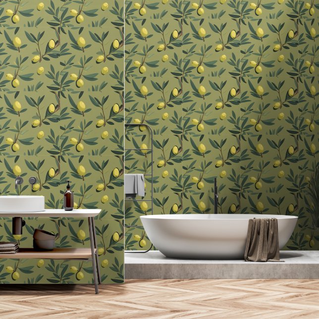 Papier Peint fond d'écran vert motif (Salle de bain)