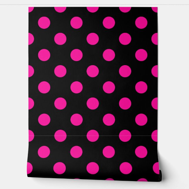 Papier Peint Fond noir pois roses (Déroulement)