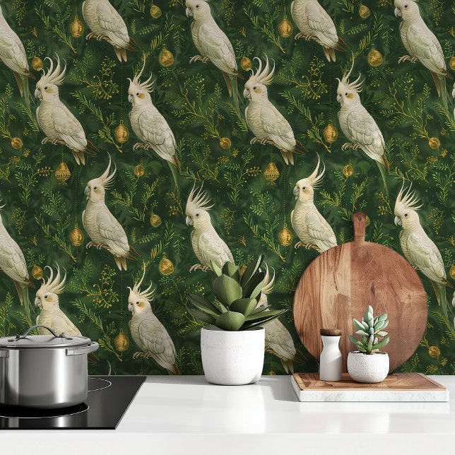 Papier Peint Fonds d'écran de la forêt de Noël Cockatoos (Créateur téléchargé)