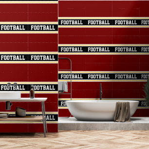 Papier Peint FOOTBALL Orange Blanc Noir Rouge Rayures de course
