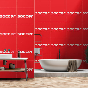 Papier Peint FOOTBALL Texte élégant blanc moderne sur fond roug