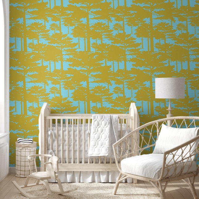 Papier Peint Forêt d'or bleu Abstrait (Enfants)