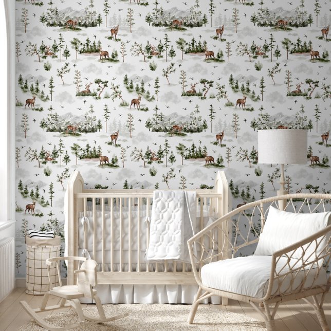 Papier Peint Forêt rustique de montagnes sauvages (Enfants)