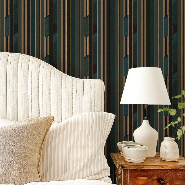 Papier Peint Forêt verte et géométrique dorée Art déco (Créateur téléchargé)