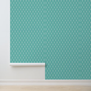 Papier Peint Forme de diamant turquoise et blanc - BG modifiabl