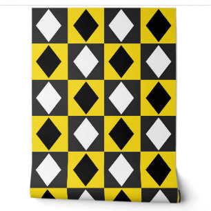 Papier Peint Forme Rhombus jaune noir blanc