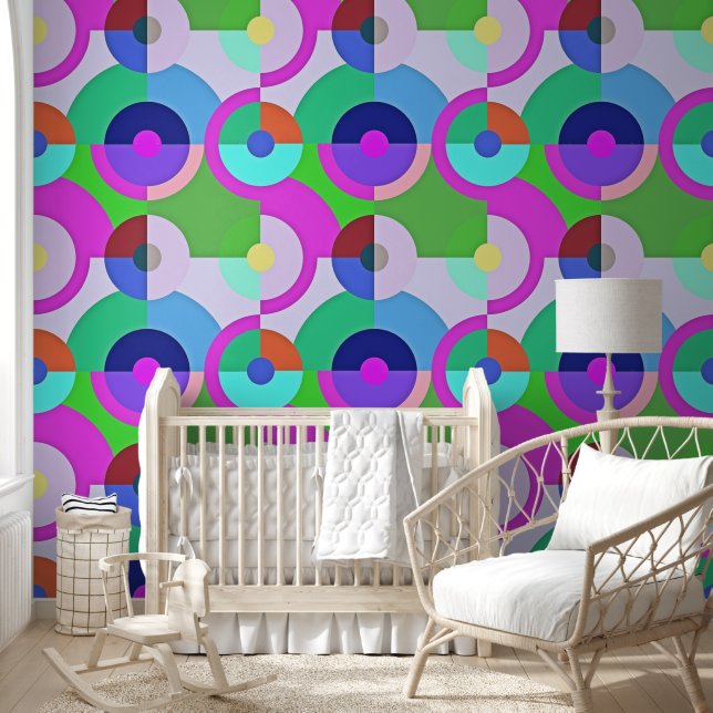 Papier Peint Formes géométriques solides rétro motif 5 (Enfants)