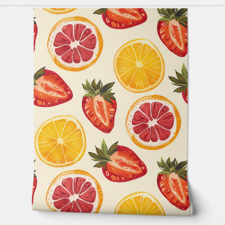 Papier Peint Fraises, oranges et citrons